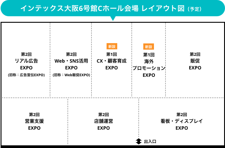 インテックス大阪6号館Cホール会場 レイアウト図（予定）